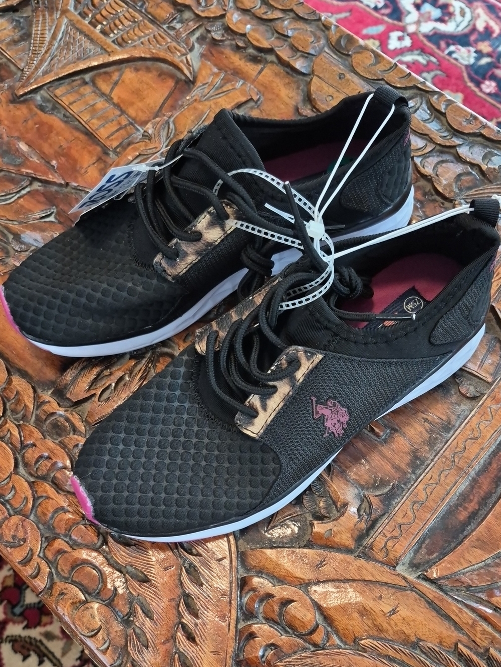 U.S. POLO ASSN. Neoprene Sneaker Black Leopard 7.5 NWT
